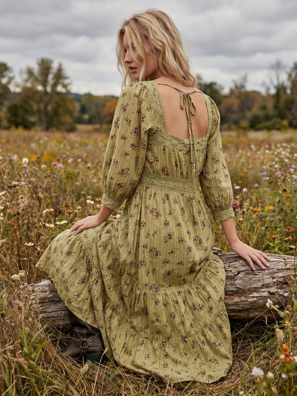 Free People Bohemian Cottage Ethereal Dainty Morning Meadows Maxi Dress XL NWT - Picture 3 of 14